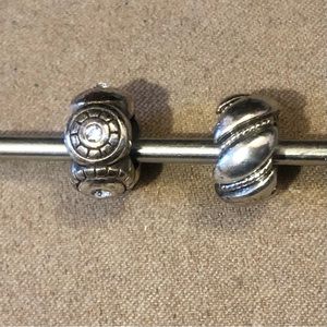 Two Brighton silver beads: Pizazz with crystal accents & Twisted Bliss Retired